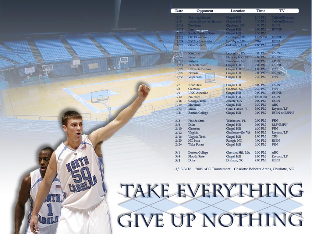 2007-2008 UNC Basketball Schedule Wallpaper