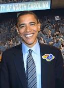 Barack Obama Wearing Jayhawk Sticker