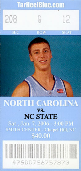 2006 UNC-NC State Bball Ticket Stub