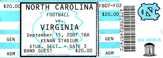 2007-09-15 UNC-Virginia Ticket 2