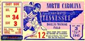 1945 UNC-Tennessee Ticket Stub