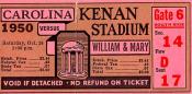1950 UNC-William-Mary Ticket Stub