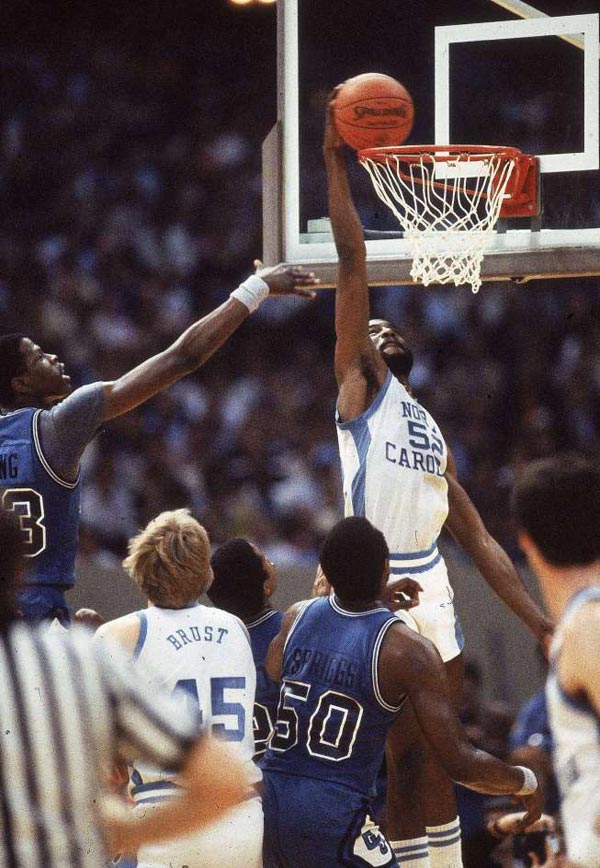 James Worthy Dunks Over Patrick Ewing