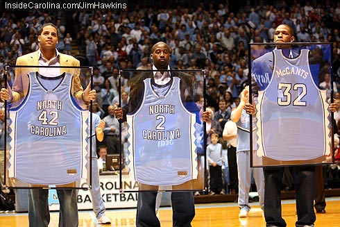 Sean May-Raymond Felton-Rashad McCants Honored Jerseys