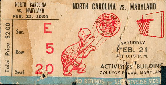 1959CarolinaMarylandBball stub