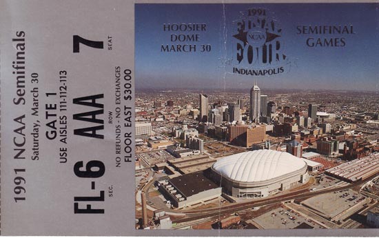 1991 Final Four Semifinals Ticket Stub