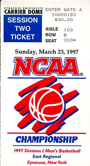 1997 Regional Finals Ticket Stub
