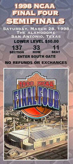 1998-3-28 Final Four Ticket Stub