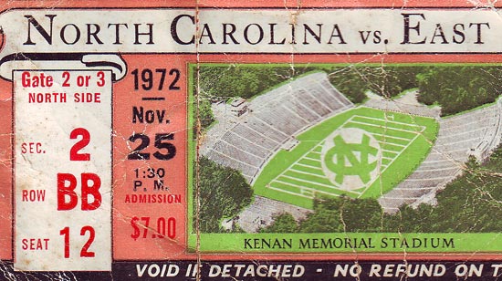 1972 UNC-ECU Ticket Stub