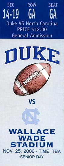 2006 UNC-Duke Ticket Stub