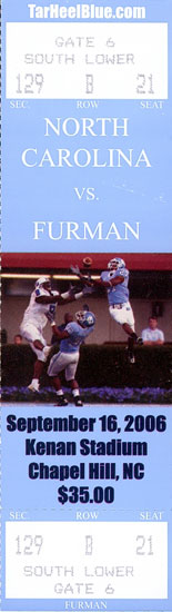 2006 UNC-Furman Ticket Stub