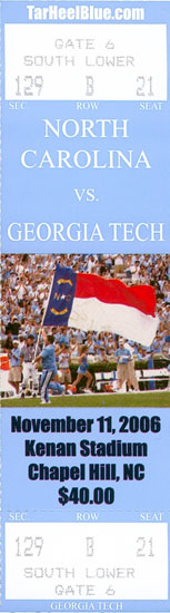 2006 UNC-Georgia Tech Ticket Stub