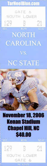 2006 UNC-NC State Ticket Stub