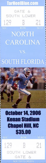 2006 UNC-USF Ticket Stub