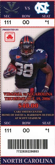 2006 UNC-UVa Ticket Stub