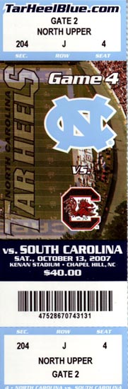 2007-10-13 UNC-South Carolina Ticket Stub