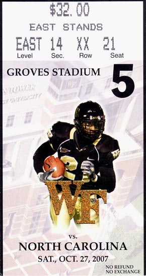 2007-10-27 UNC-Wake Forest Ticket Stub