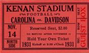 1931 UNC-Davidson Ticket Stub