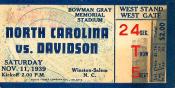 1939 UNC-Davidson Ticket Stub