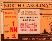 1951 UNC-NC State Ticket Stub