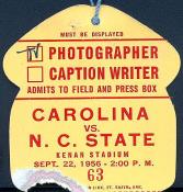 1956 UNC-NC State Press Pass
