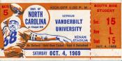 1969 UNC-Vanderbilt Ticket Stub