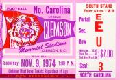 1974 UNC-Clemson Ticket Stub