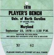 1978 UNC-Maryland Bench Pass