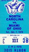 1978 UNC-Miami Ohio Ticket Stub