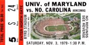 1979 UNC-Maryland Ticket Stub