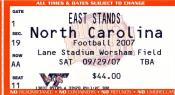 2007-09-29 UNC-Virginia Tech Ticket Stub