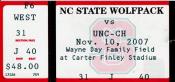 2007-11-10 UNC-NC State Ticket Stub